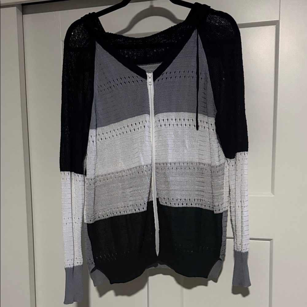Women's Black White and Gray knit hoodie